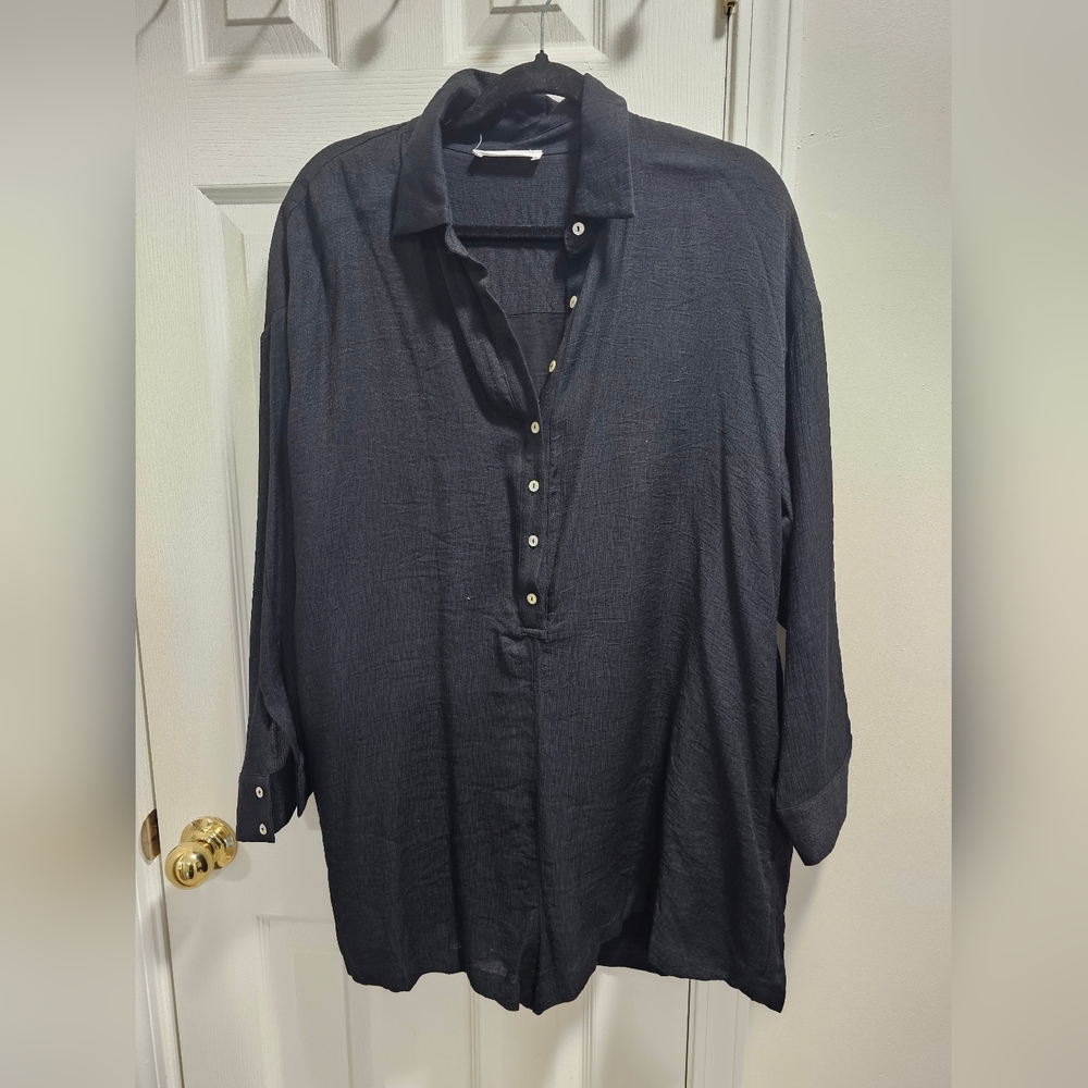Black Button-Up Romper